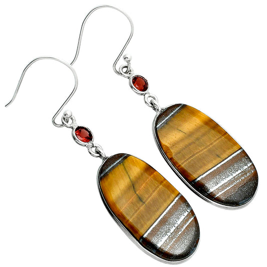 Natural Tiger Eye - Africa & Garnet Earrings E-1002 SDE88798