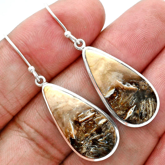 Natural Black Root Plume Agate Earrings E-1004 SDE88880