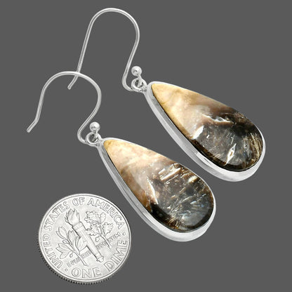 Natural Black Root Plume Agate Earrings E-1004 SDE88880
