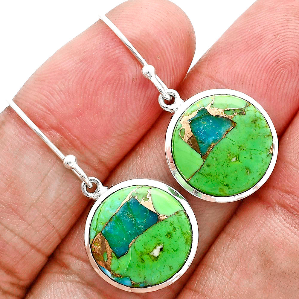 Blue Turquoise In Green Mohave - USA Earrings E-1004 SDE88909