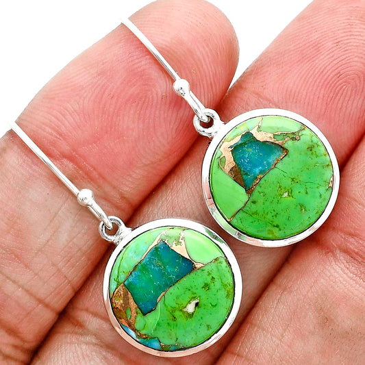 Blue Turquoise In Green Mohave - USA Earrings E-1004 SDE88909