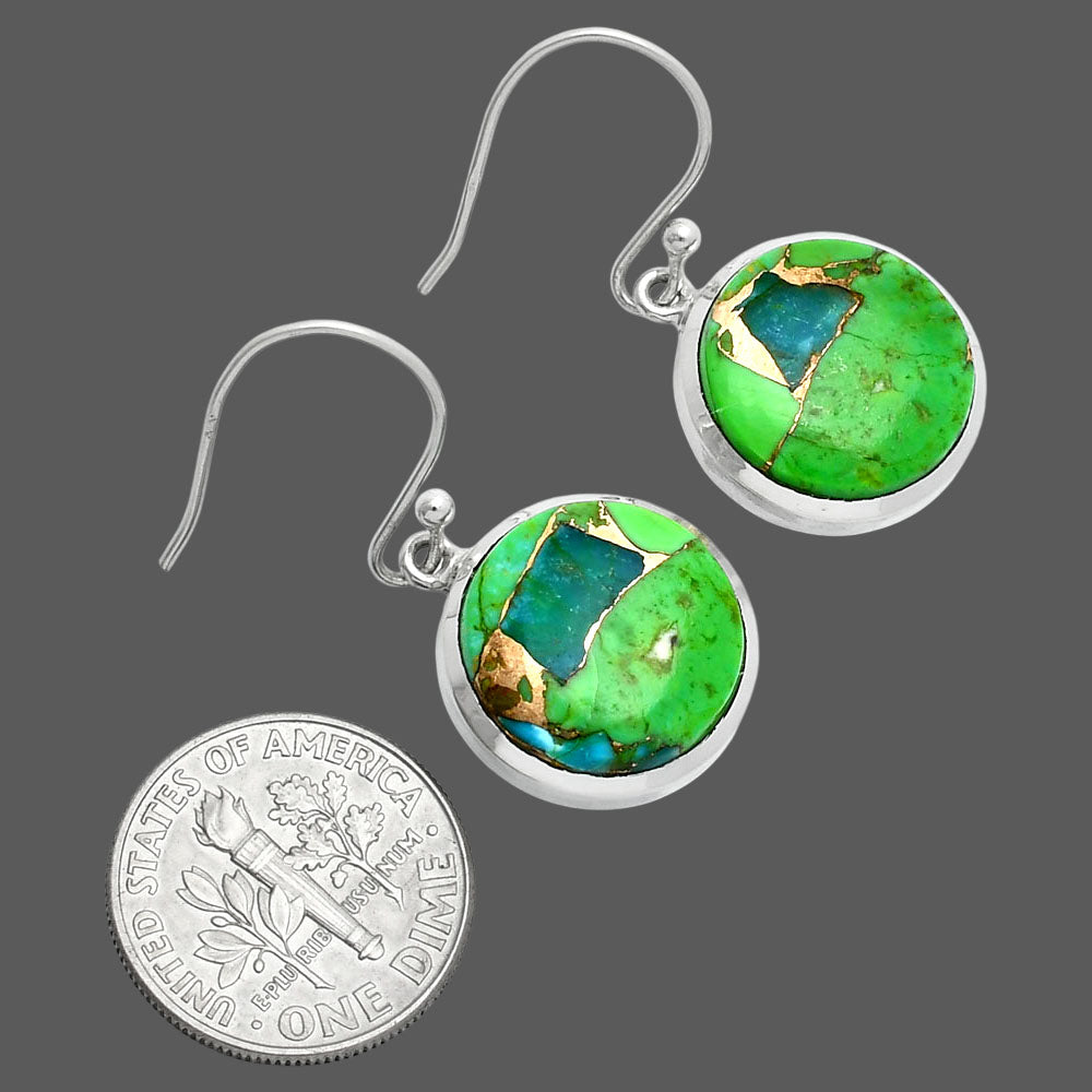 Blue Turquoise In Green Mohave - USA Earrings E-1004 SDE88909