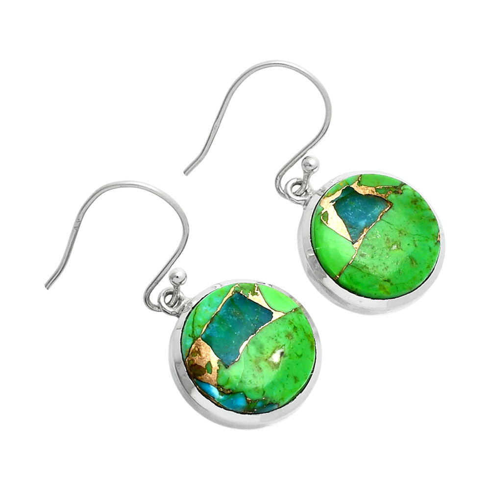 Blue Turquoise In Green Mohave - USA Earrings E-1004 SDE88909