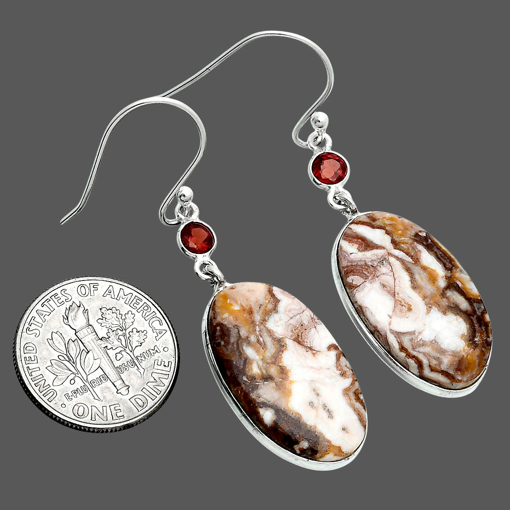 Rosetta Picture Jasper & Garnet Earrings E-1002 SDE89080