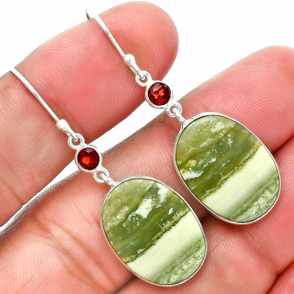 Natural Serpentine & Garnet Earrings E-1002 SDE89081