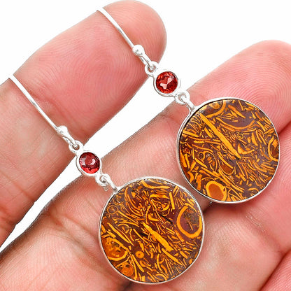 Coquina Fossil Jasper & Garnet Earrings E-1002 SDE89085
