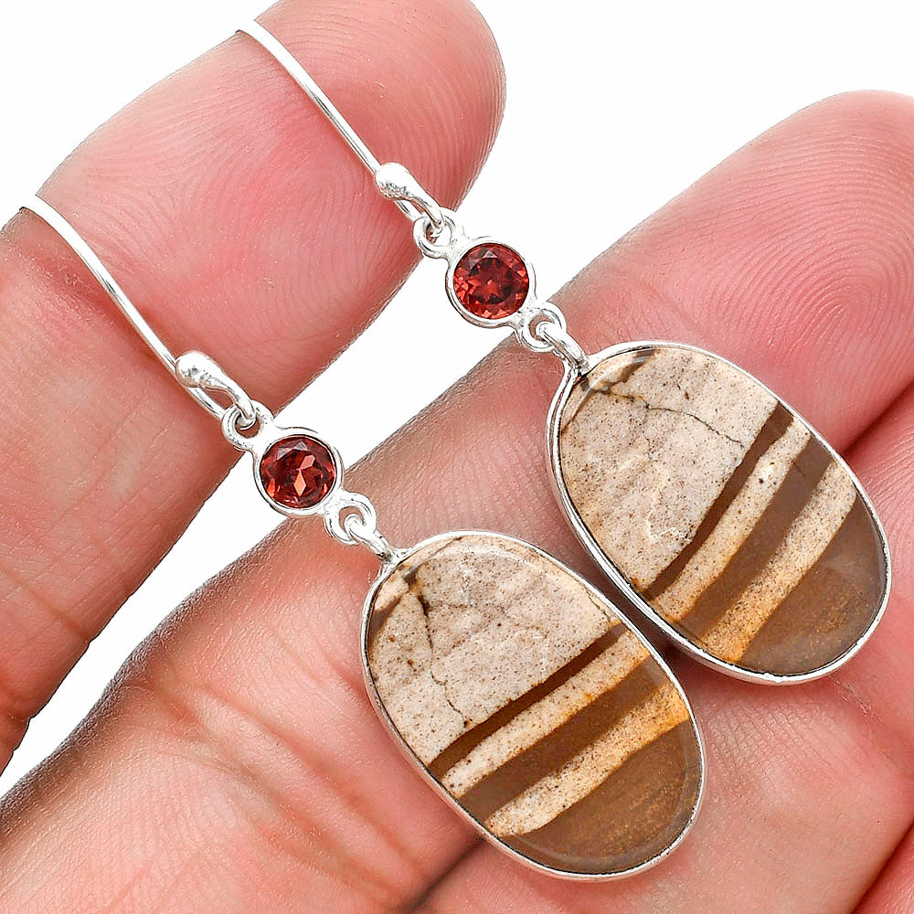 Natural Coconut Jasper & Garnet Earrings E-1002 SDE89090