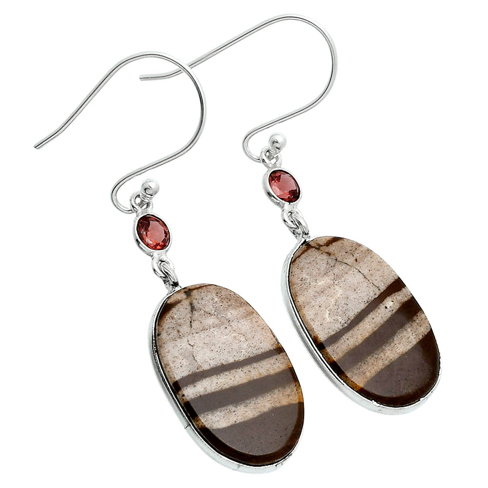 Natural Coconut Jasper & Garnet Earrings E-1002 SDE89090
