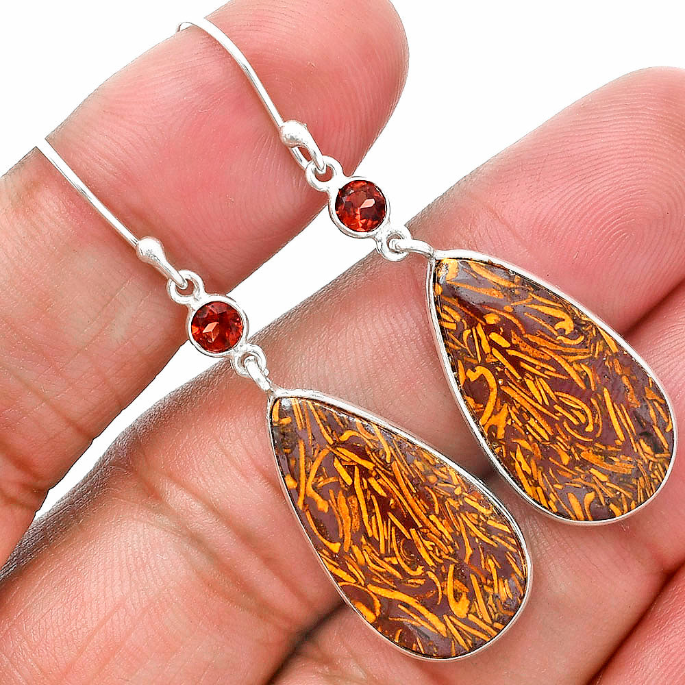 Coquina Fossil Jasper & Garnet Earrings E-1002 SDE89103
