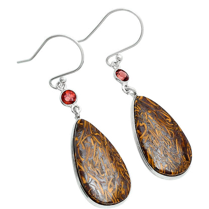 Coquina Fossil Jasper & Garnet Earrings E-1002 SDE89103