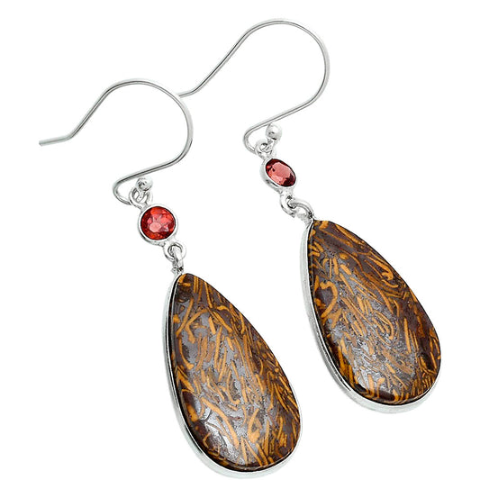 Coquina Fossil Jasper & Garnet Earrings E-1002 SDE89103