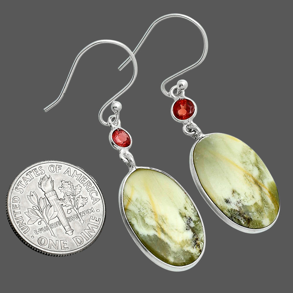 Natural Serpentine & Garnet Earrings E-1002 SDE89110