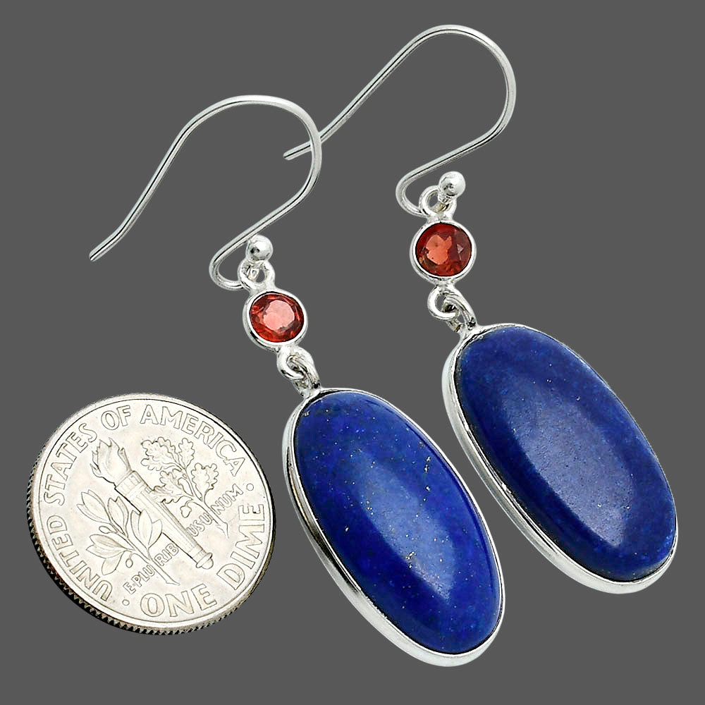 Lapis Lazuli - Afghanistan & Garnet Earrings E-1002 SDE89111