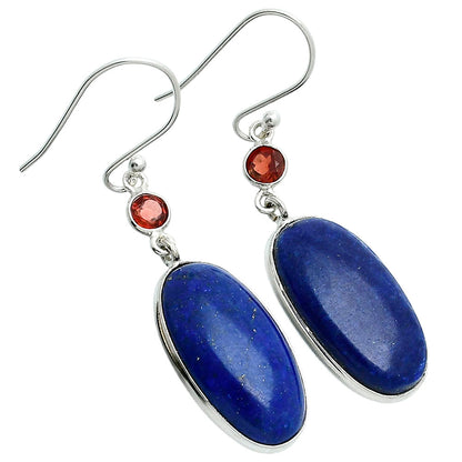 Lapis Lazuli - Afghanistan & Garnet Earrings E-1002 SDE89111
