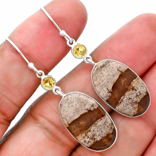 Natural Coconut Jasper & Citrine Earrings E-1002 SDE89126