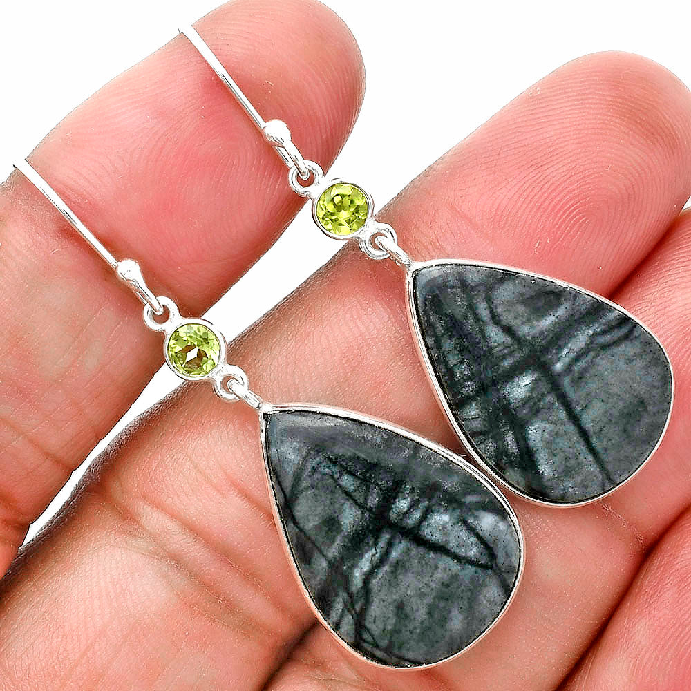Natural Picasso Jasper & Peridot Earrings E-1002 SDE89141