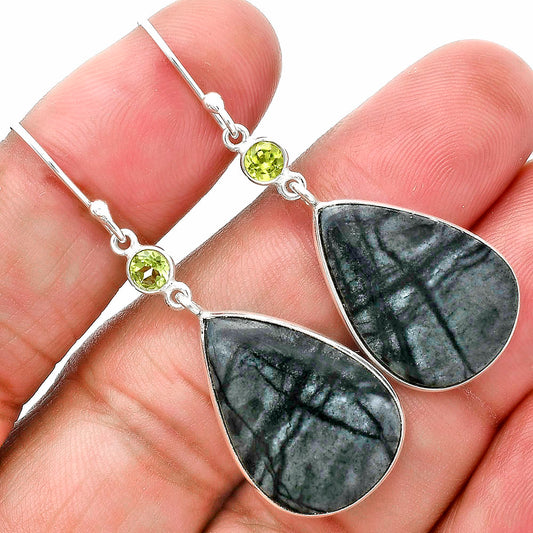 Natural Picasso Jasper & Peridot Earrings E-1002 SDE89141
