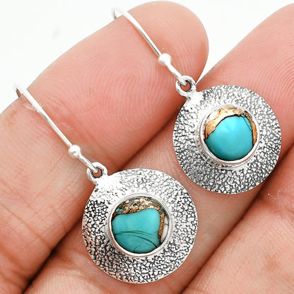 Kingman Copper Teal Turquoise Earrings E-1110 SDE89220