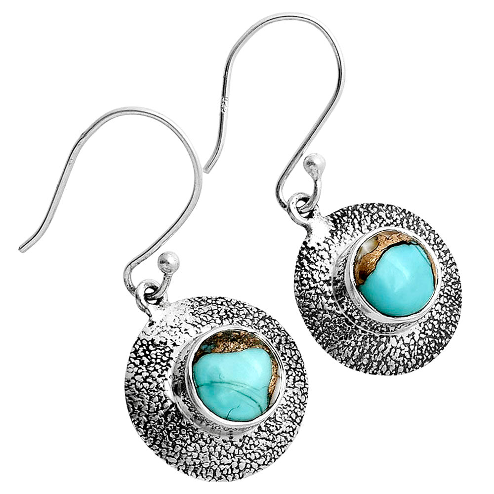 Kingman Copper Teal Turquoise Earrings E-1110 SDE89220