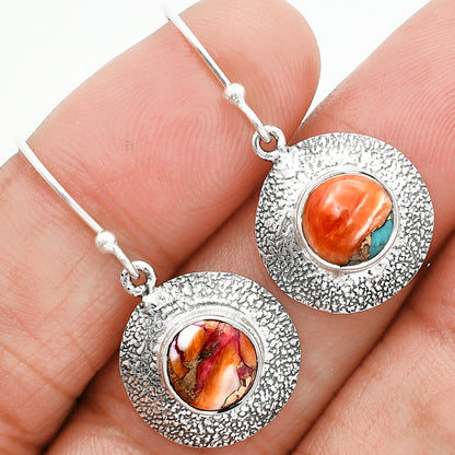 Kingman Orange Dahlia Turquoise Earrings E-1110 SDE89222