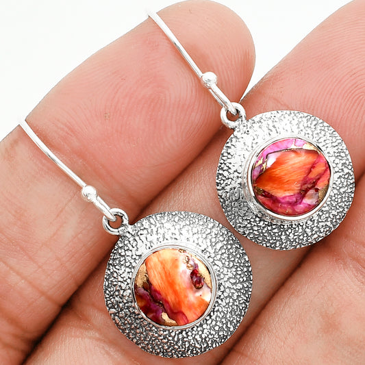 Kingman Orange Dahlia Turquoise Earrings E-1110 SDE89223