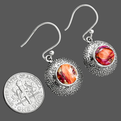 Kingman Orange Dahlia Turquoise Earrings E-1110 SDE89223