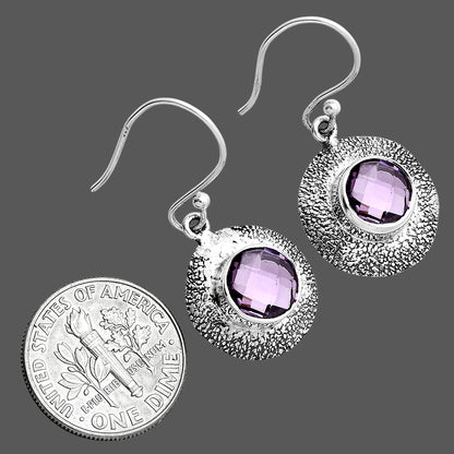 Amethyst Checker Briolette - Brazil Earrings E-1110 SDE89279