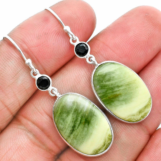 Saturn Chalcedony & Black Onyx Earrings E-1002 SDE89282