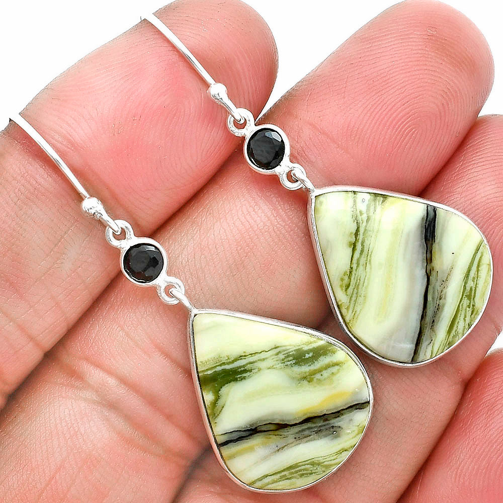 Saturn Chalcedony & Black Onyx Earrings E-1002 SDE89284