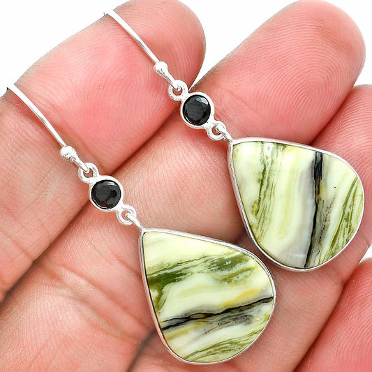 Saturn Chalcedony & Black Onyx Earrings E-1002 SDE89284