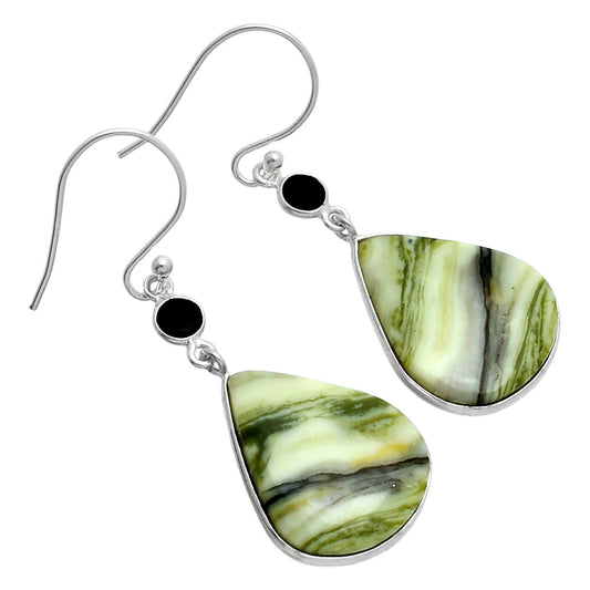 Saturn Chalcedony & Black Onyx Earrings E-1002 SDE89284