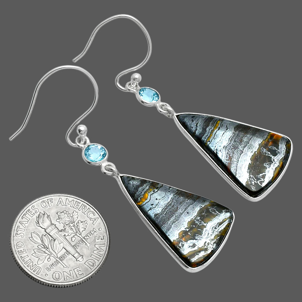 Iron Tiger Eye & Sky Blue Topaz Earrings E-1002 SDE89298