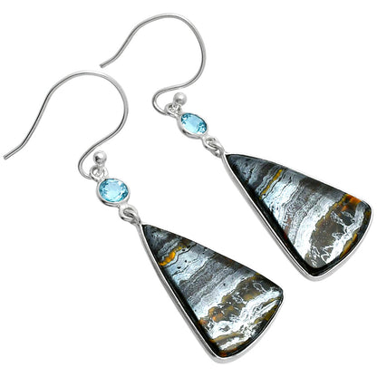 Iron Tiger Eye & Sky Blue Topaz Earrings E-1002 SDE89298