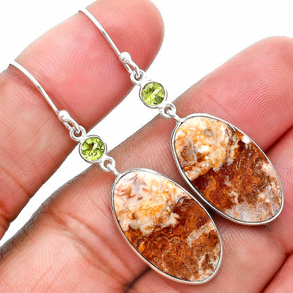 Natural Red Moss Agate & Peridot Earrings E-1002 SDE89315