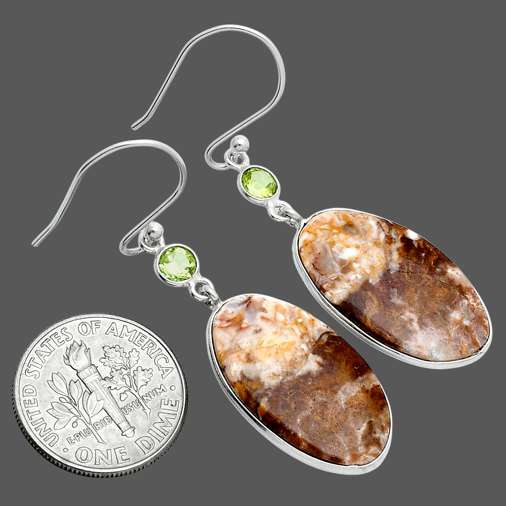 Natural Red Moss Agate & Peridot Earrings E-1002 SDE89315