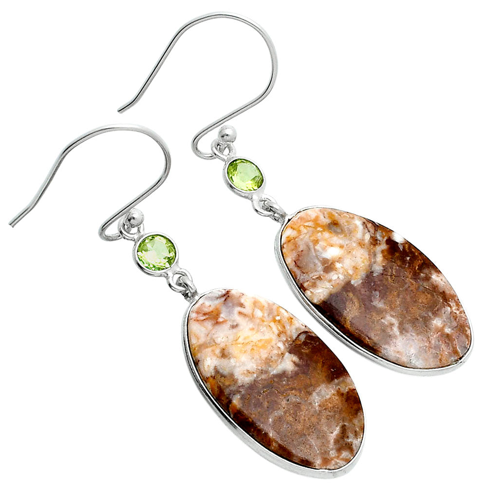 Natural Red Moss Agate & Peridot Earrings E-1002 SDE89315