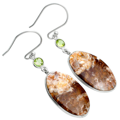 Natural Red Moss Agate & Peridot Earrings E-1002 SDE89315