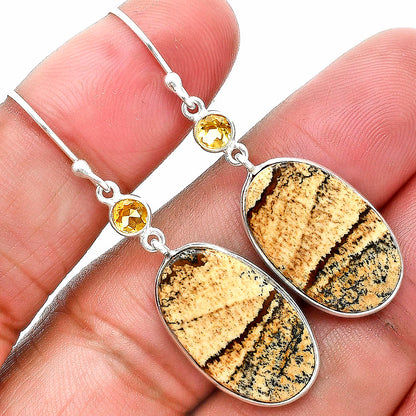Natural Picture Jasper & Citrine Earrings E-1002 SDE89321