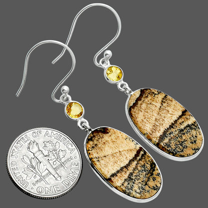 Natural Picture Jasper & Citrine Earrings E-1002 SDE89321