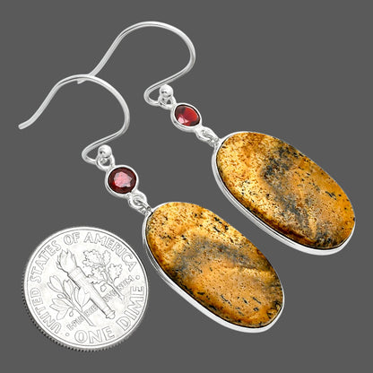 Natural Picture Jasper & Garnet Earrings E-1002 SDE89336