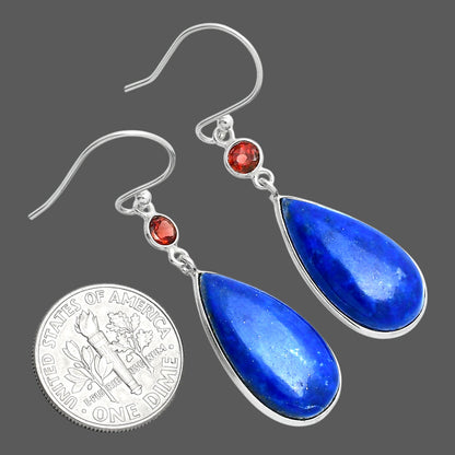 Lapis Lazuli - Afghanistan & Garnet Earrings E-1002 SDE89360