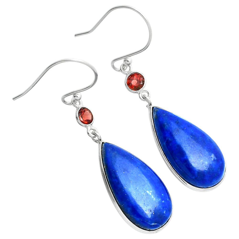 Lapis Lazuli - Afghanistan & Garnet Earrings E-1002 SDE89360
