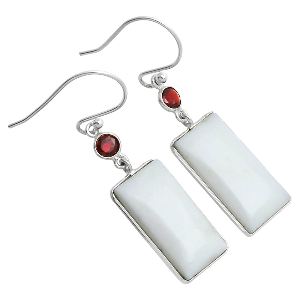 Natural White Opal & Garnet Earrings E-1002 SDE89368