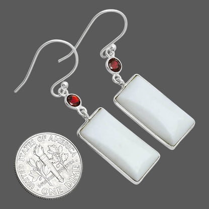 Natural White Opal & Garnet Earrings E-1002 SDE89370