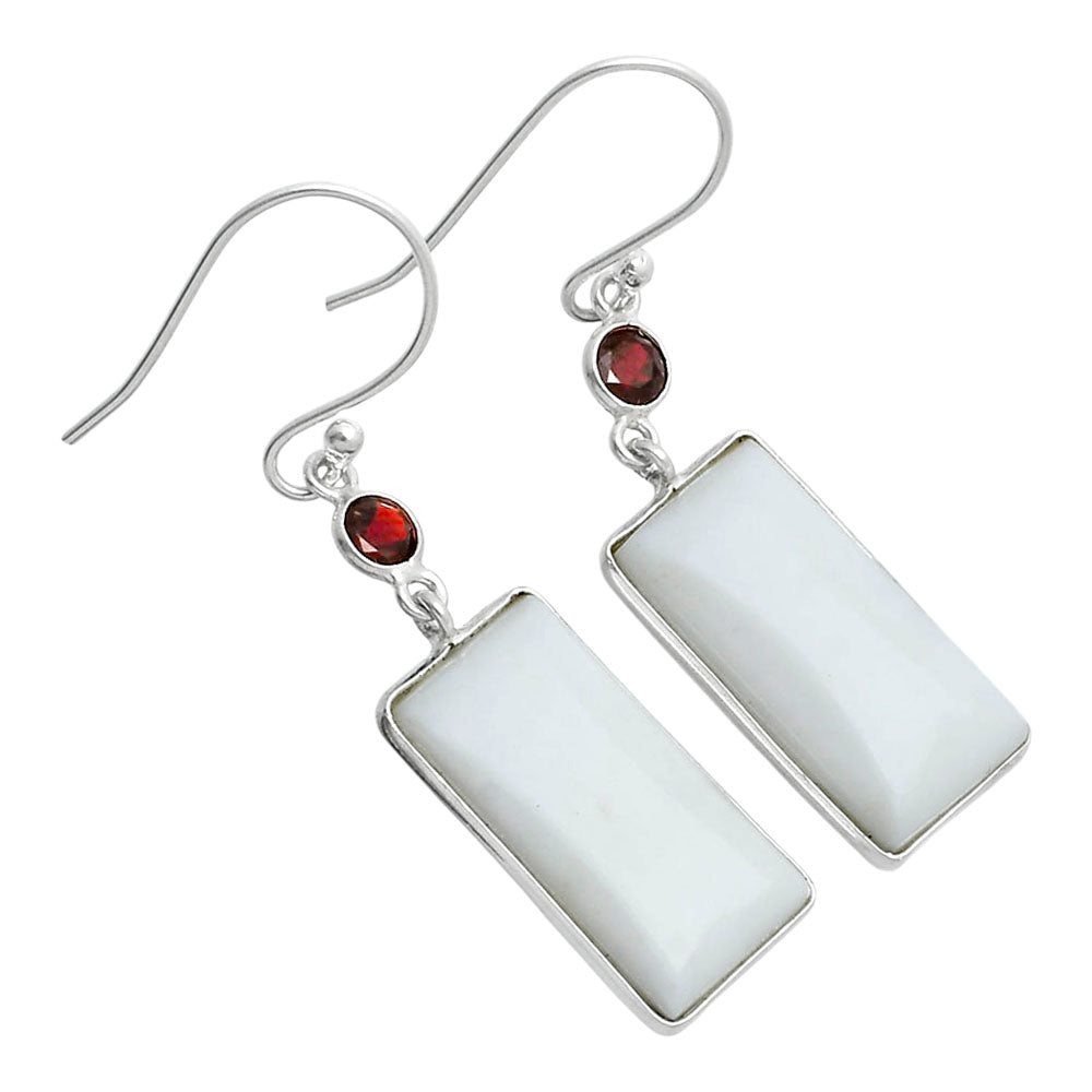 Natural White Opal & Garnet Earrings E-1002 SDE89370