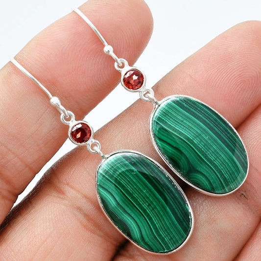 Malachite Eye - Congo & Garnet Earrings E-1002 SDE89390