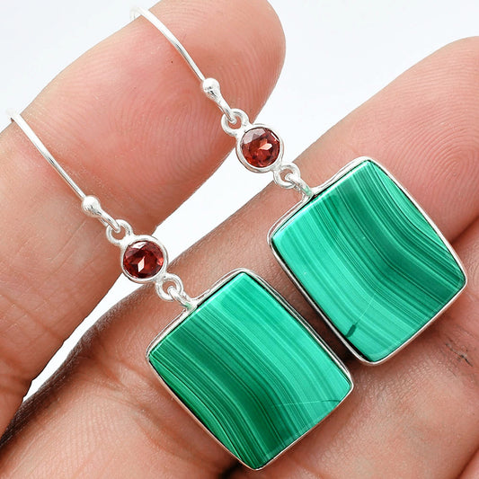 Malachite Eye - Congo & Garnet Earrings E-1002 SDE89391
