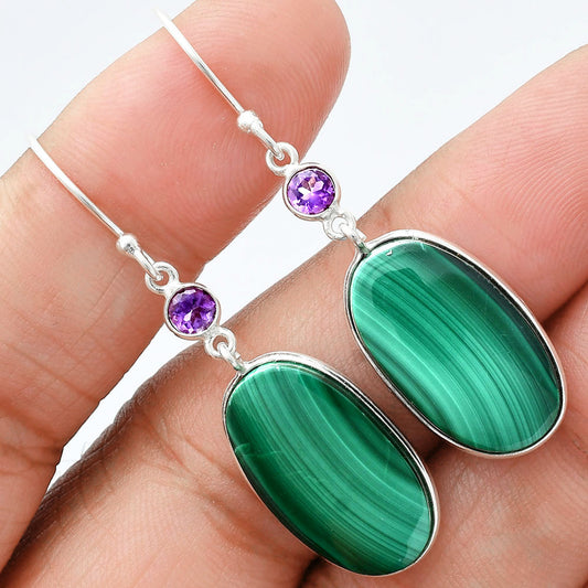 Malachite Eye - Congo & Amethyst Earrings E-1002 SDE89419