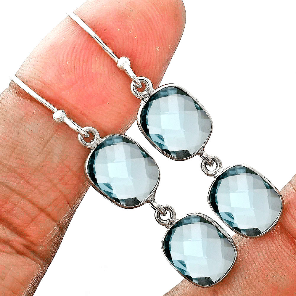 Sky Blue Topaz Checker Briolette Earrings E-1006 SDE89472