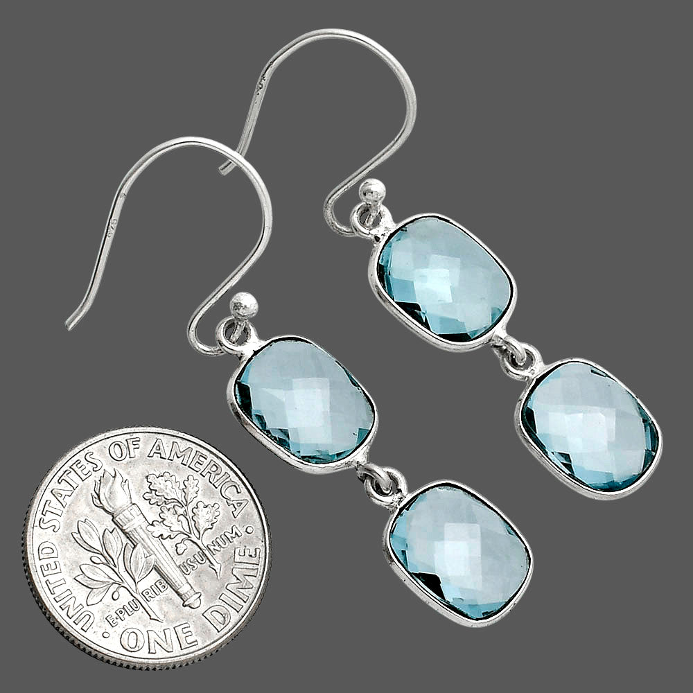 Sky Blue Topaz Checker Briolette Earrings E-1006 SDE89472
